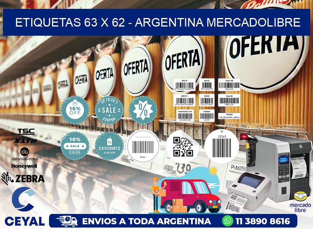 ETIQUETAS 63 x 62 - ARGENTINA MERCADOLIBRE