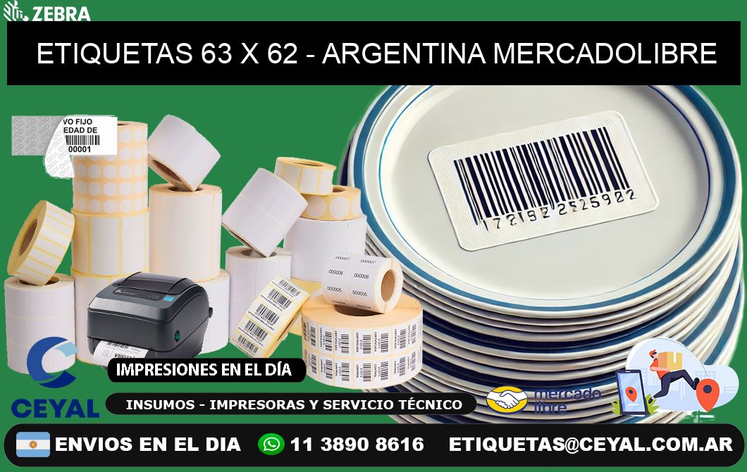 ETIQUETAS 63 x 62 - ARGENTINA MERCADOLIBRE