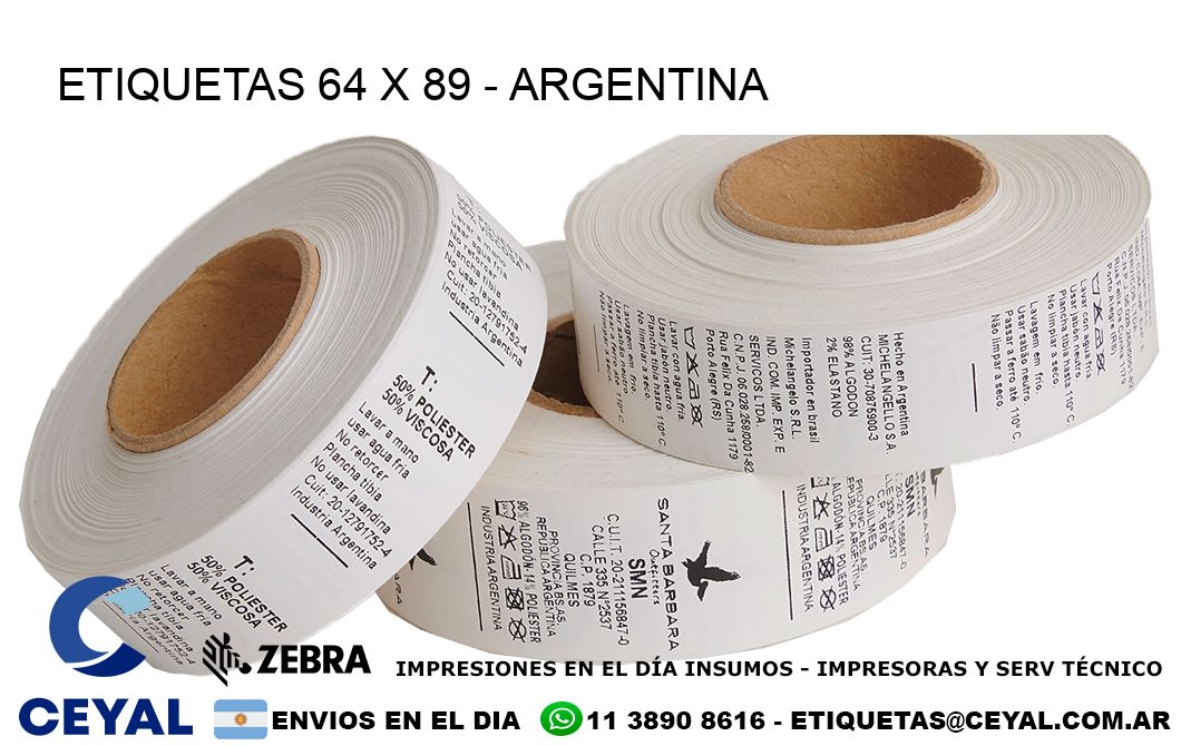 ETIQUETAS 64 x 89 - ARGENTINA