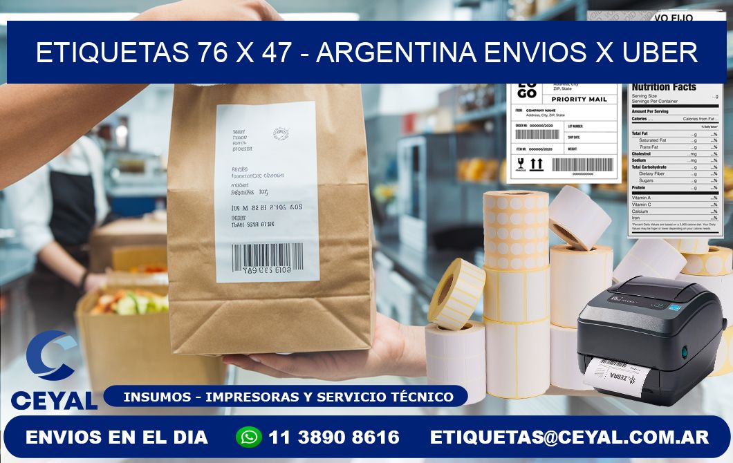 ETIQUETAS 76 x 47 - ARGENTINA ENVIOS X UBER