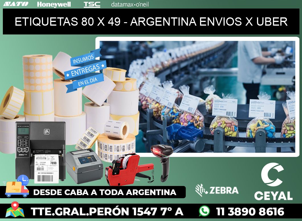 ETIQUETAS 80 x 49 - ARGENTINA ENVIOS X UBER