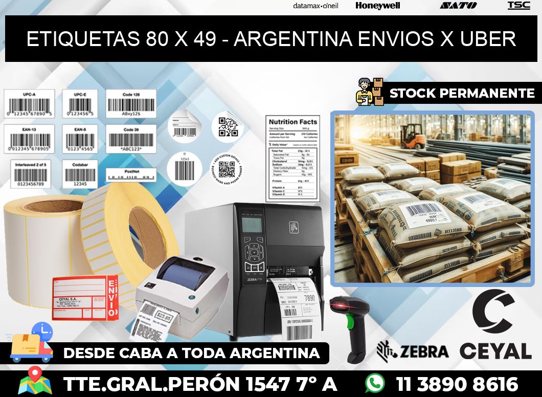 ETIQUETAS 80 x 49 – ARGENTINA ENVIOS X UBER