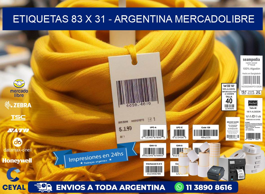 ETIQUETAS 83 x 31 - ARGENTINA MERCADOLIBRE