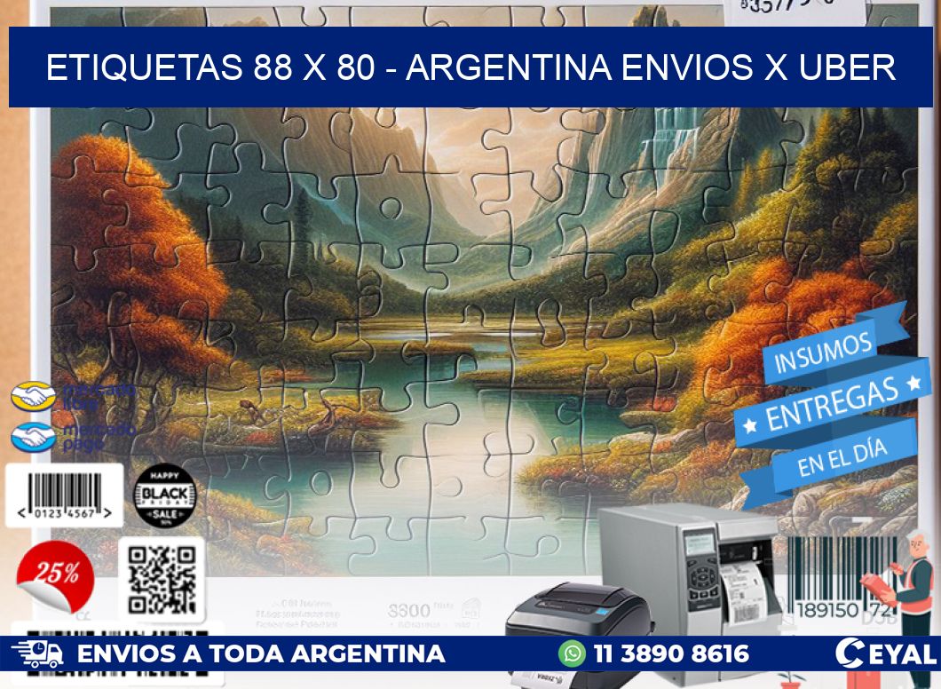 ETIQUETAS 88 x 80 - ARGENTINA ENVIOS X UBER