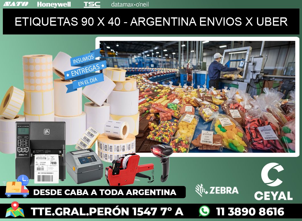 ETIQUETAS 90 x 40 - ARGENTINA ENVIOS X UBER