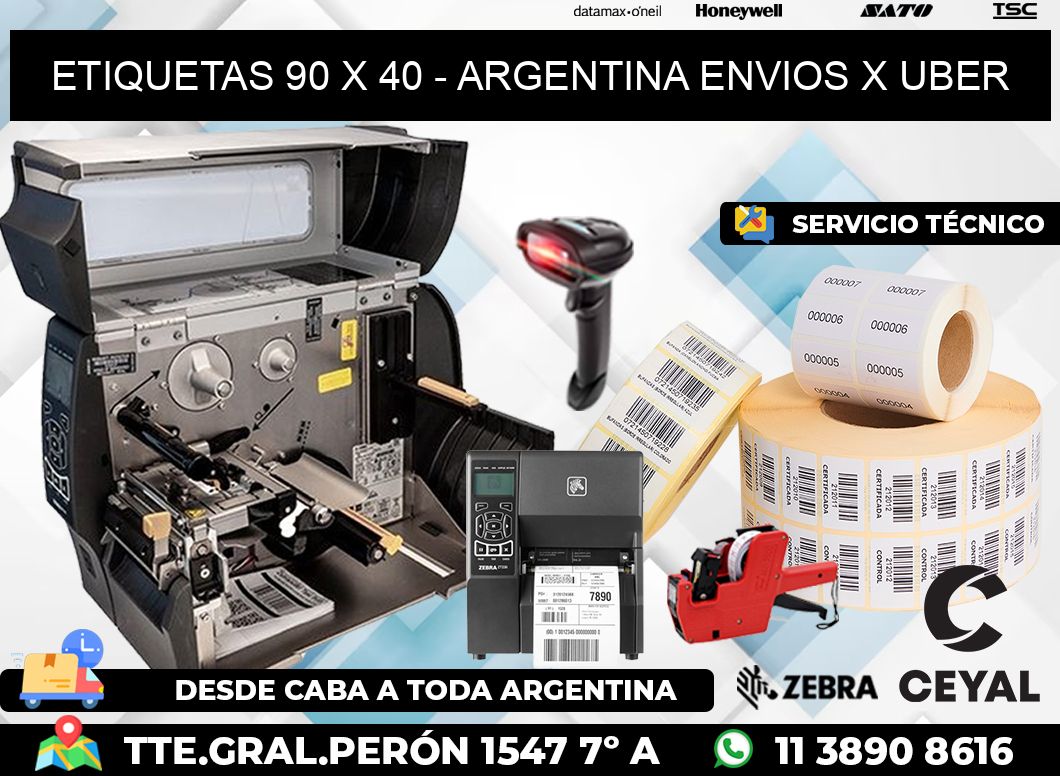 ETIQUETAS 90 x 40 - ARGENTINA ENVIOS X UBER