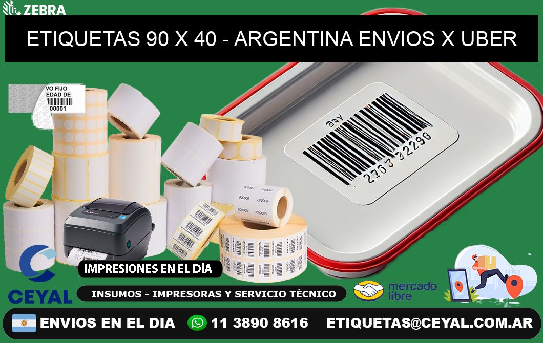 ETIQUETAS 90 x 40 - ARGENTINA ENVIOS X UBER