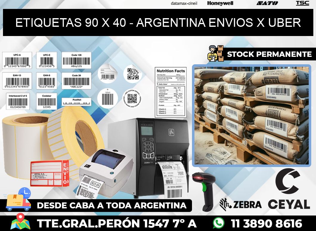 ETIQUETAS 90 x 40 – ARGENTINA ENVIOS X UBER