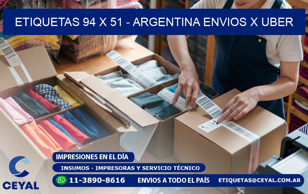 ETIQUETAS 94 x 51 - ARGENTINA ENVIOS X UBER