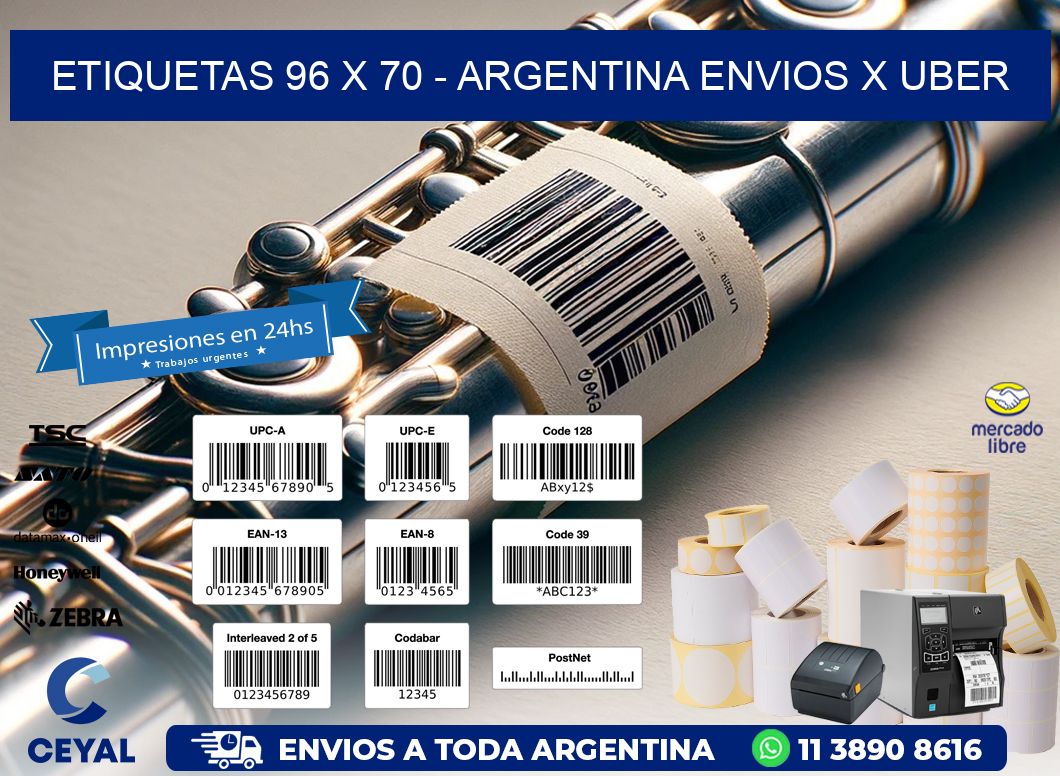 ETIQUETAS 96 x 70 - ARGENTINA ENVIOS X UBER