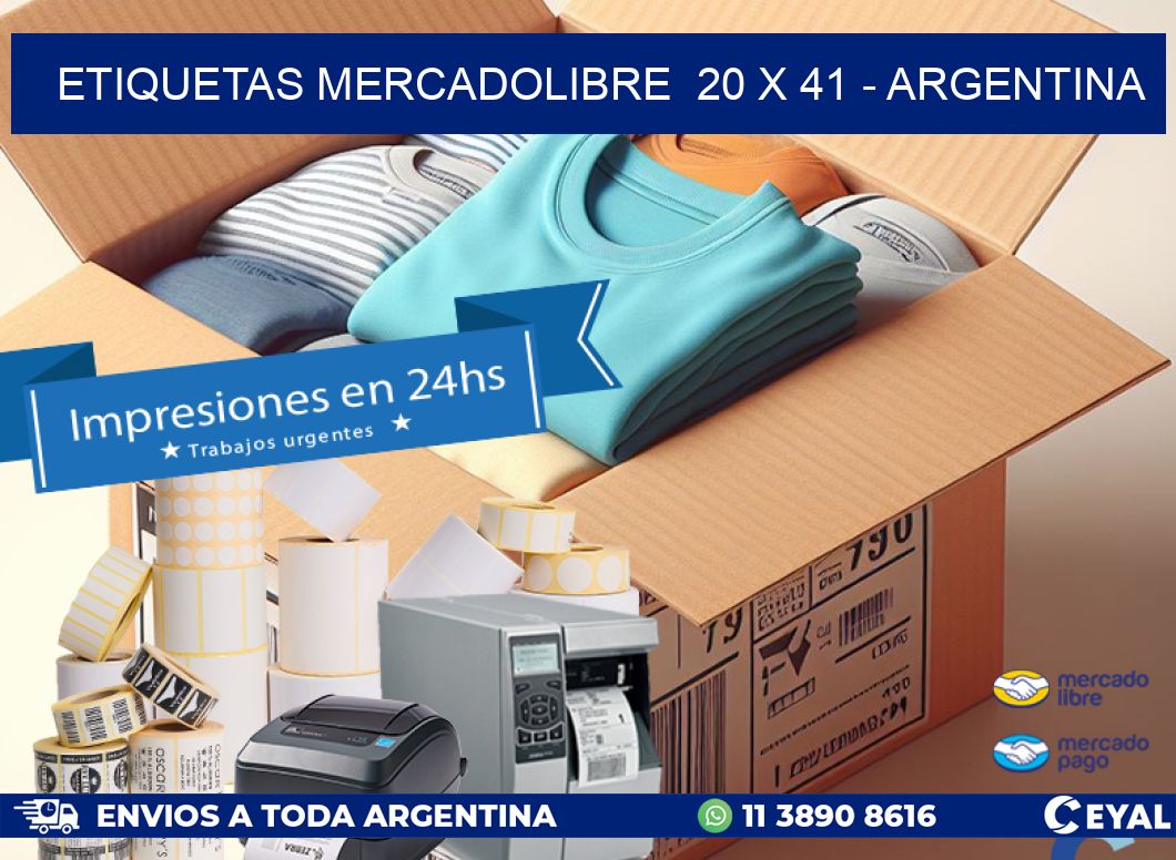 ETIQUETAS MERCADOLIBRE  20 x 41 - ARGENTINA