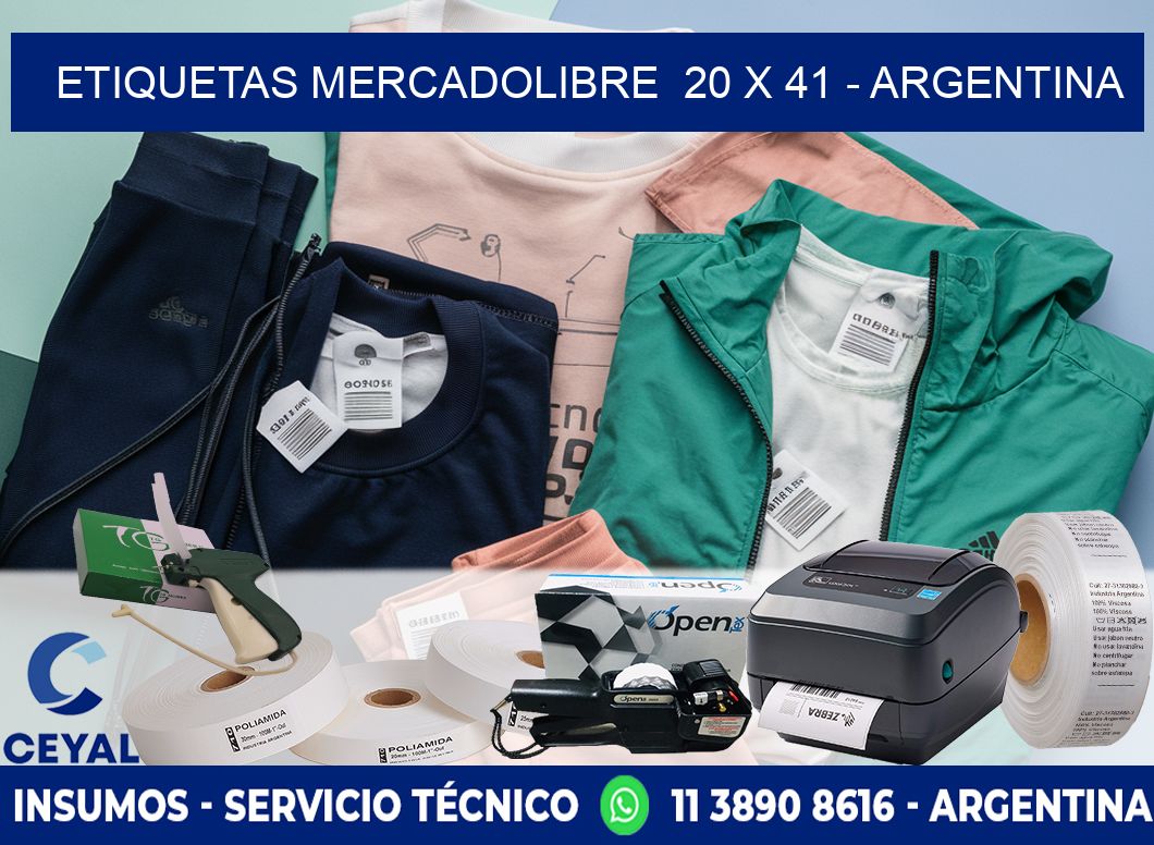 ETIQUETAS MERCADOLIBRE  20 x 41 - ARGENTINA