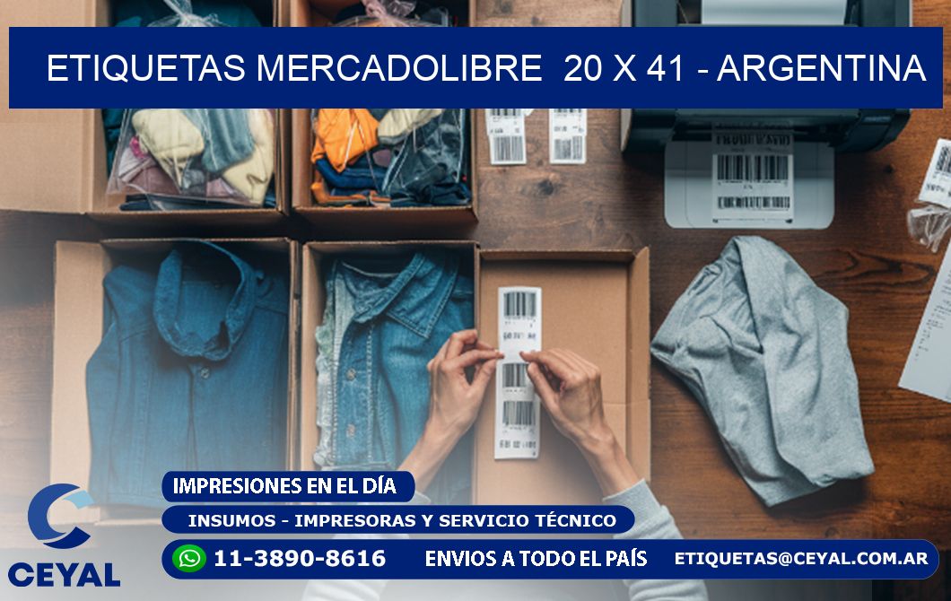 ETIQUETAS MERCADOLIBRE  20 x 41 - ARGENTINA