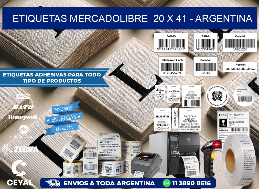 ETIQUETAS MERCADOLIBRE  20 x 41 - ARGENTINA