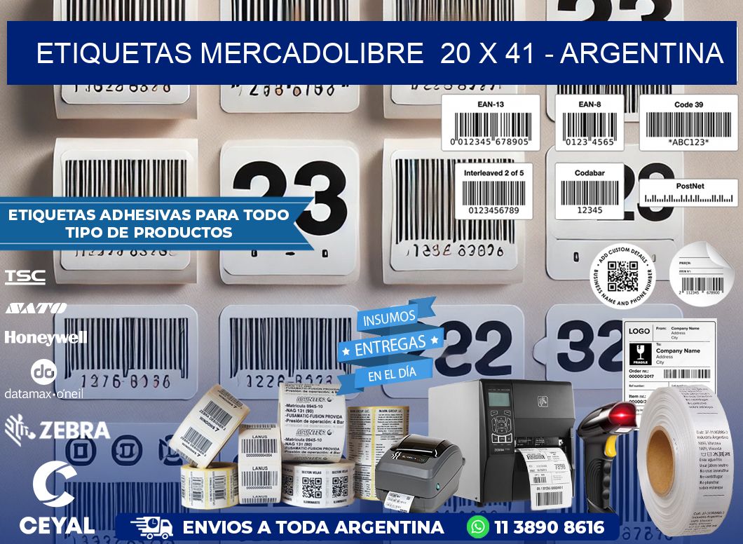 ETIQUETAS MERCADOLIBRE  20 x 41 – ARGENTINA