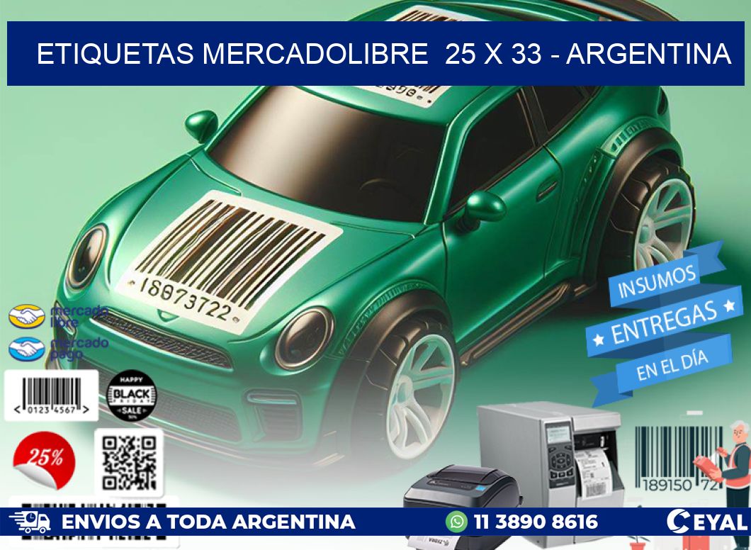 ETIQUETAS MERCADOLIBRE  25 x 33 - ARGENTINA