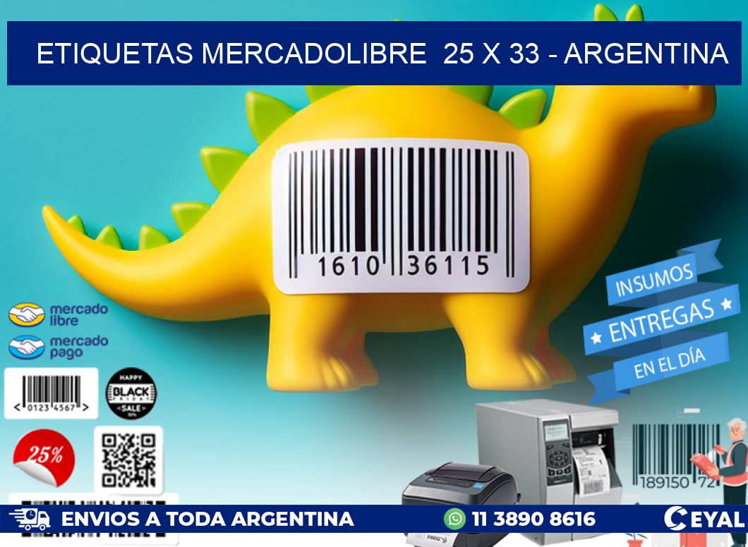 ETIQUETAS MERCADOLIBRE  25 x 33 - ARGENTINA