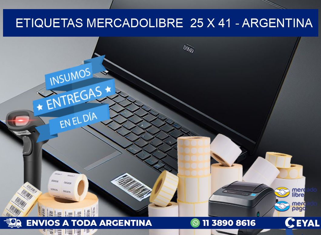 ETIQUETAS MERCADOLIBRE  25 x 41 - ARGENTINA