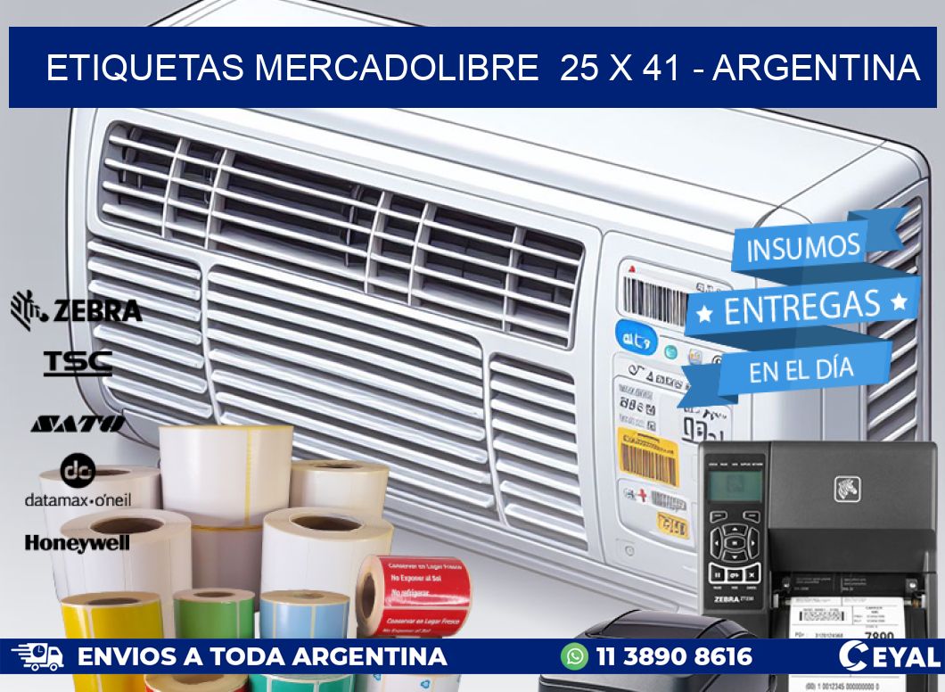ETIQUETAS MERCADOLIBRE  25 x 41 - ARGENTINA