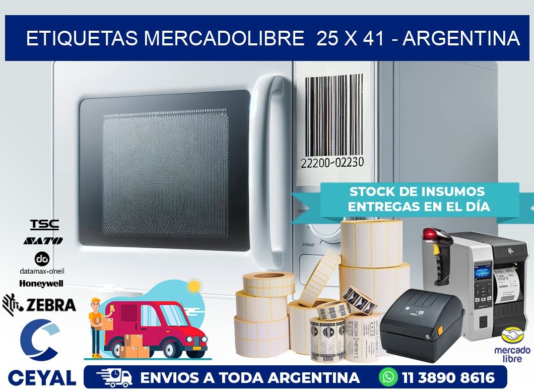 ETIQUETAS MERCADOLIBRE  25 x 41 – ARGENTINA