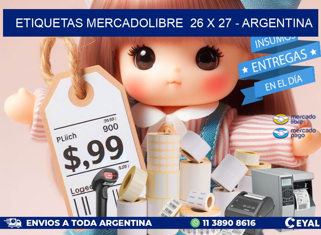 ETIQUETAS MERCADOLIBRE  26 x 27 - ARGENTINA