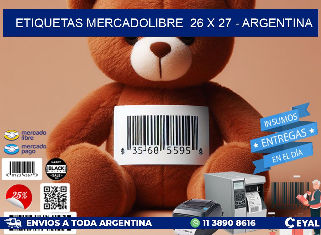 ETIQUETAS MERCADOLIBRE  26 x 27 - ARGENTINA