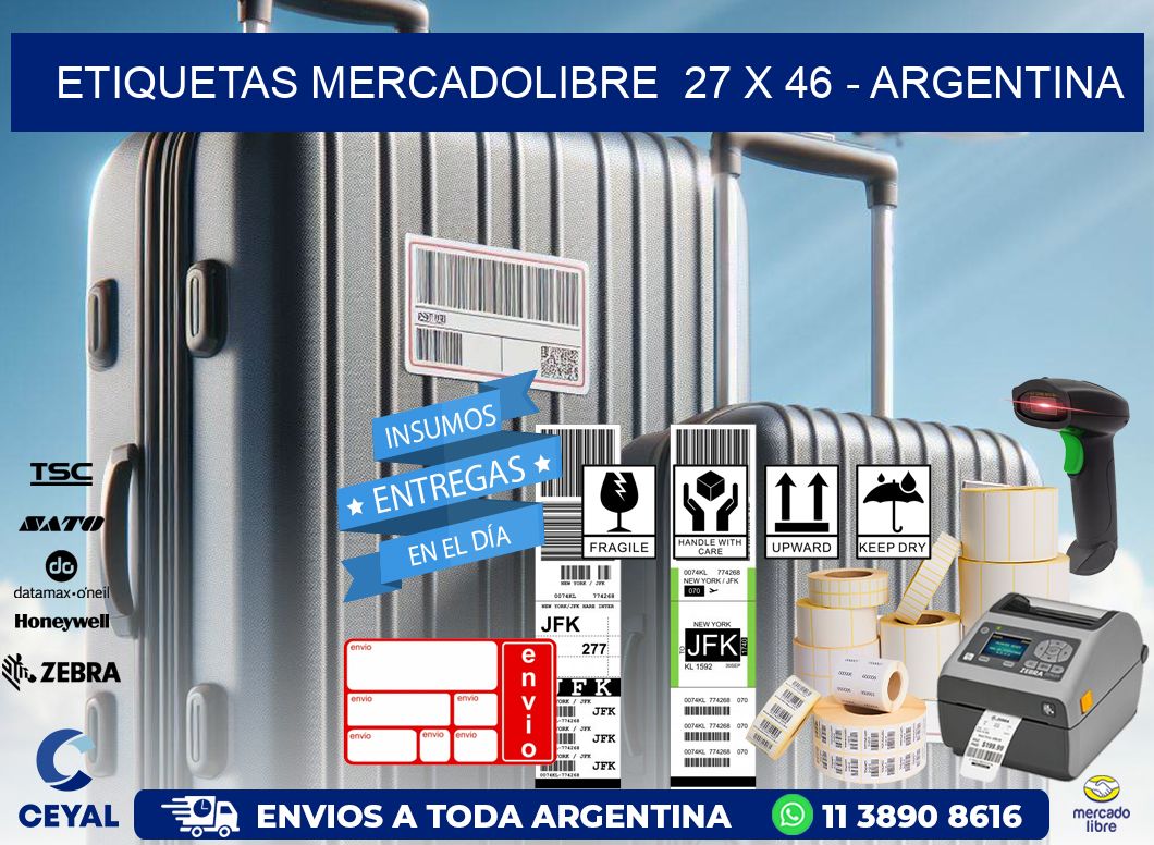 ETIQUETAS MERCADOLIBRE  27 x 46 - ARGENTINA