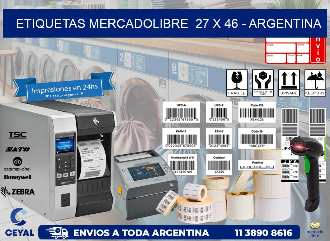 ETIQUETAS MERCADOLIBRE  27 x 46 - ARGENTINA