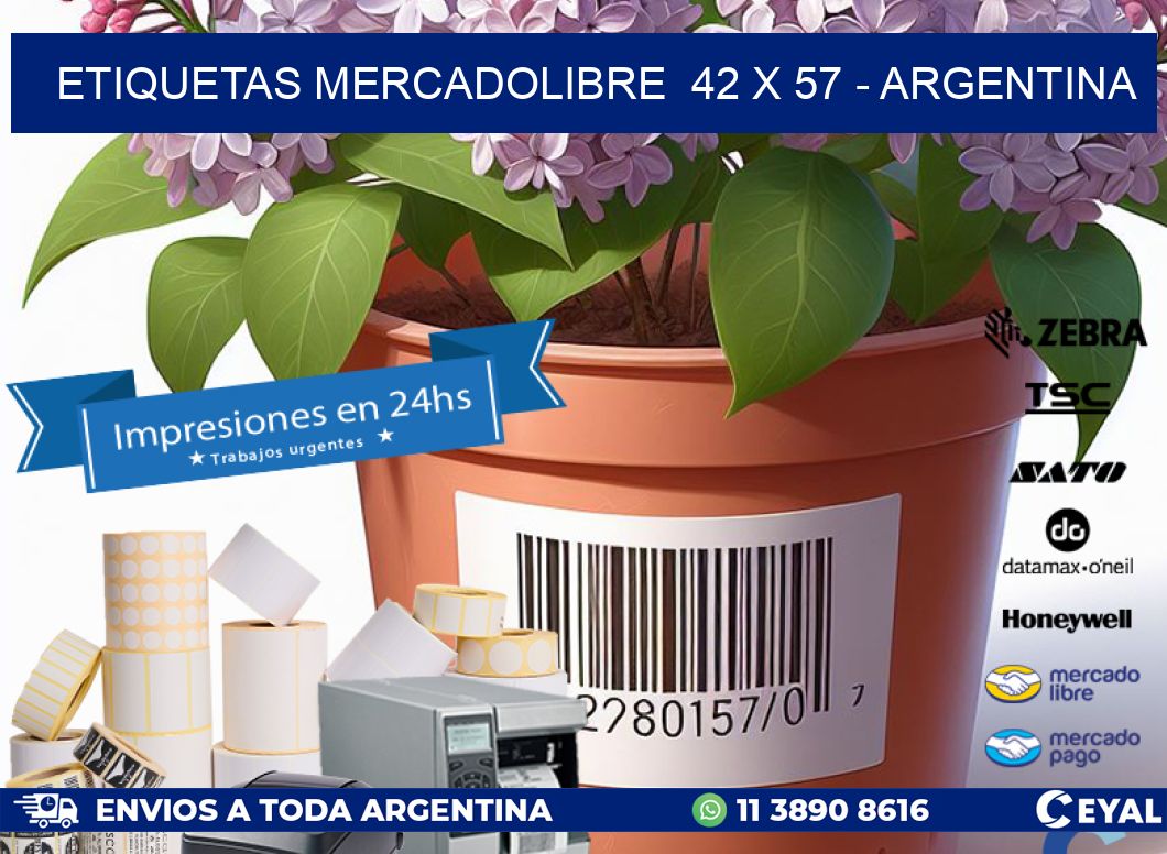 ETIQUETAS MERCADOLIBRE  42 x 57 - ARGENTINA