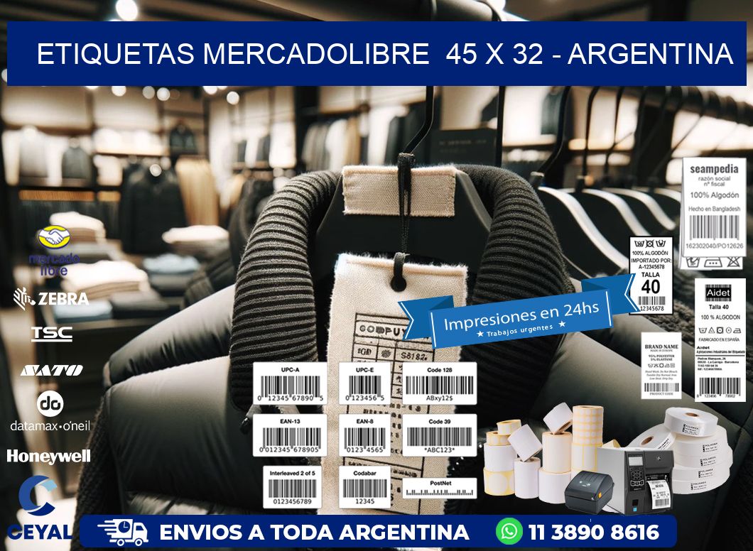 ETIQUETAS MERCADOLIBRE  45 x 32 - ARGENTINA
