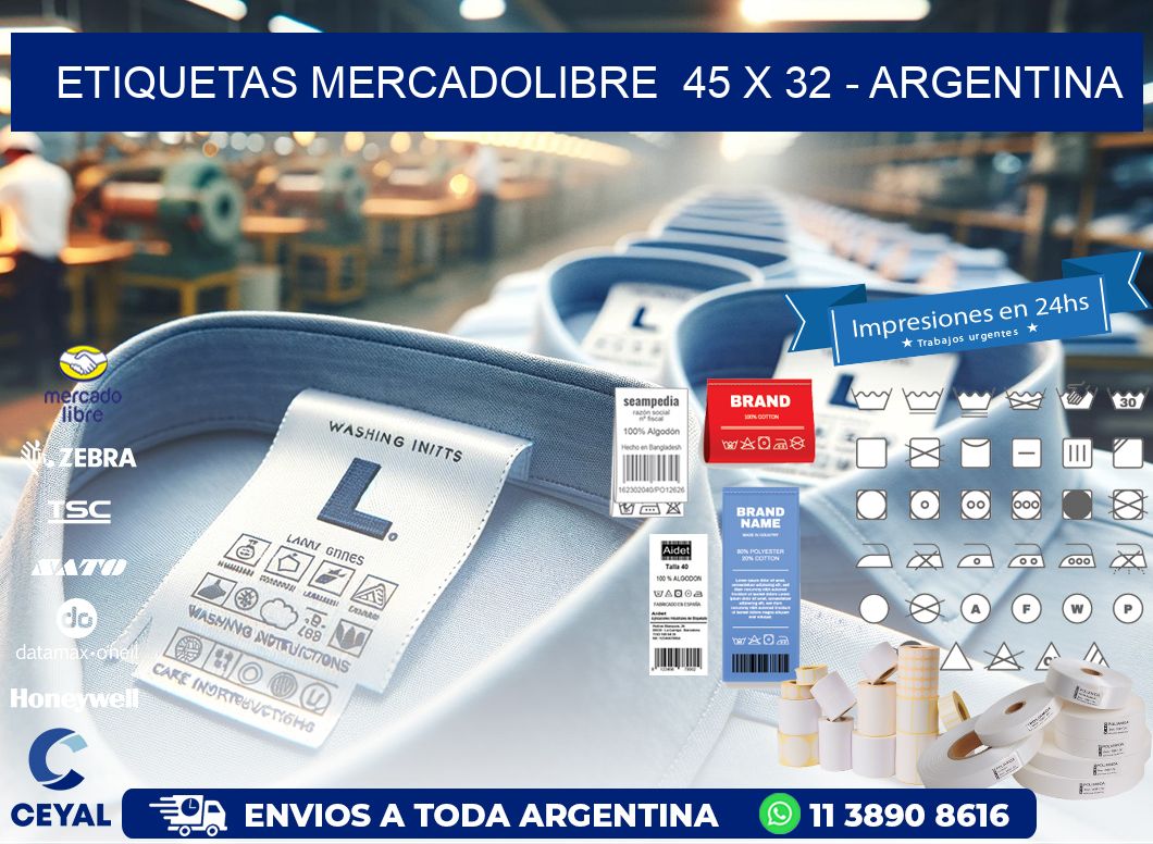 ETIQUETAS MERCADOLIBRE  45 x 32 - ARGENTINA