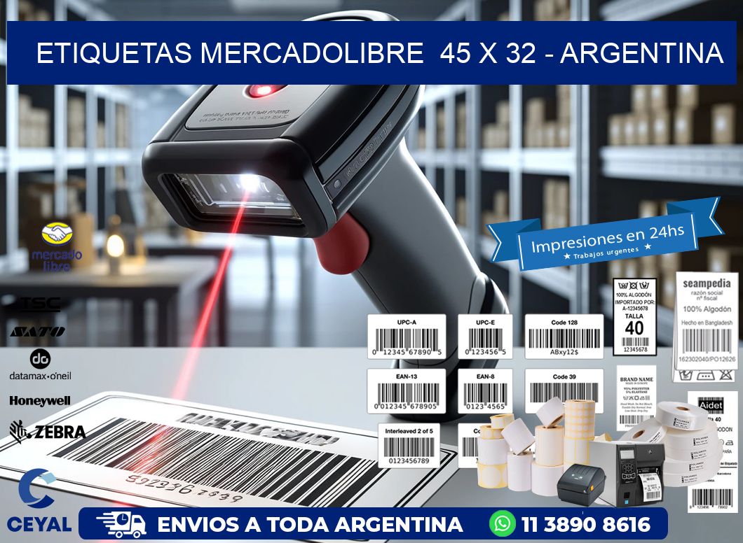 ETIQUETAS MERCADOLIBRE  45 x 32 – ARGENTINA