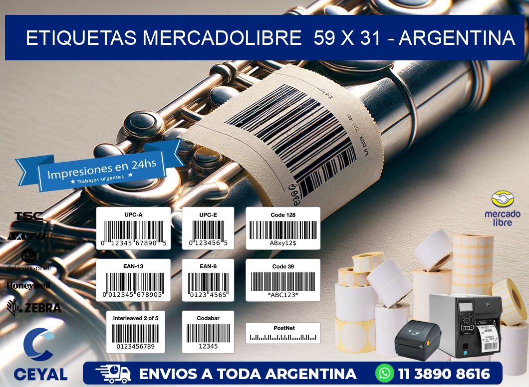 ETIQUETAS MERCADOLIBRE  59 x 31 - ARGENTINA