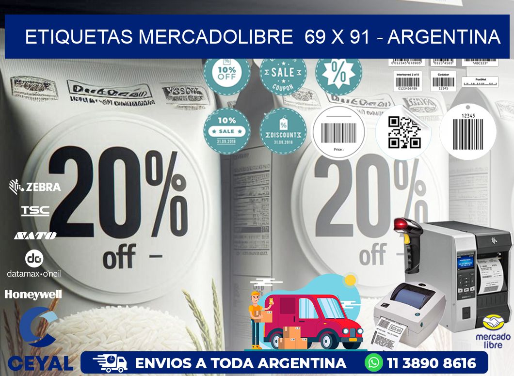 ETIQUETAS MERCADOLIBRE  69 x 91 - ARGENTINA