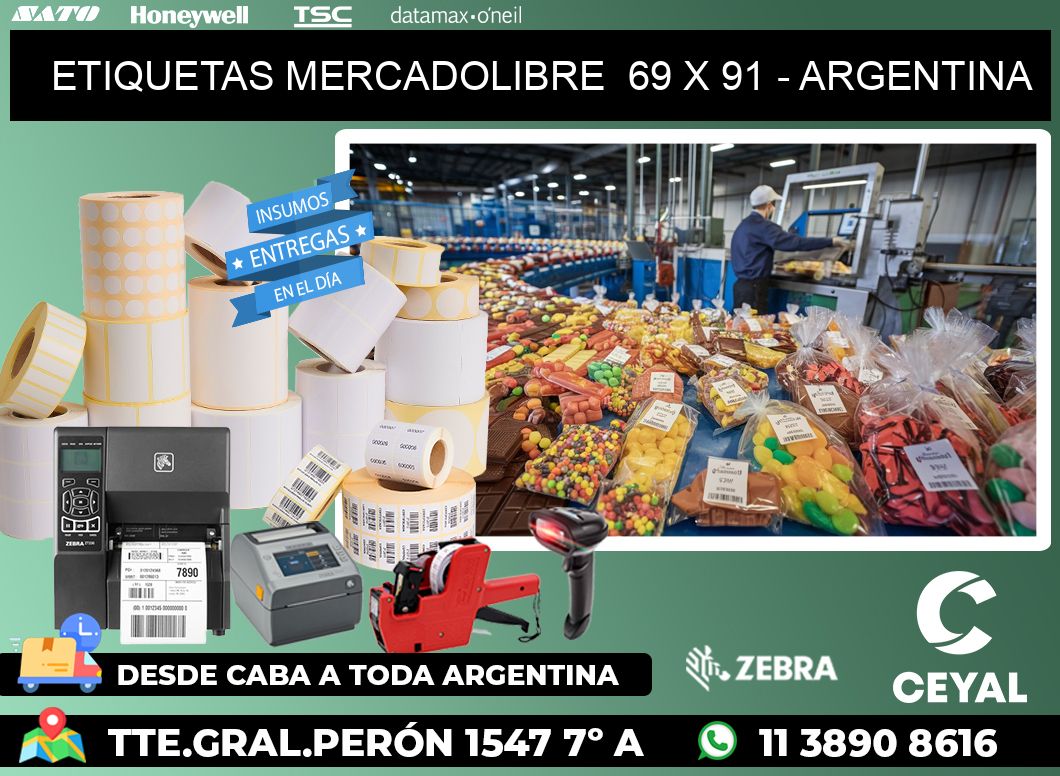 ETIQUETAS MERCADOLIBRE  69 x 91 - ARGENTINA