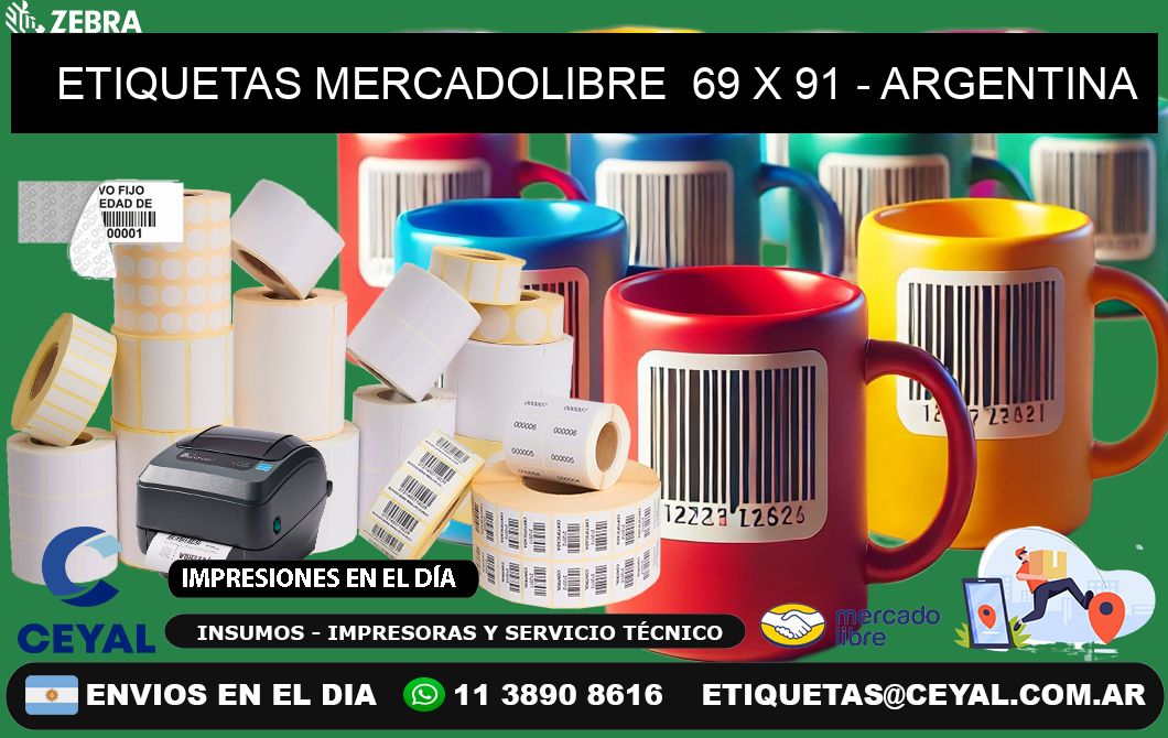 ETIQUETAS MERCADOLIBRE  69 x 91 - ARGENTINA