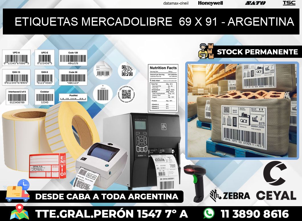 ETIQUETAS MERCADOLIBRE  69 x 91 – ARGENTINA