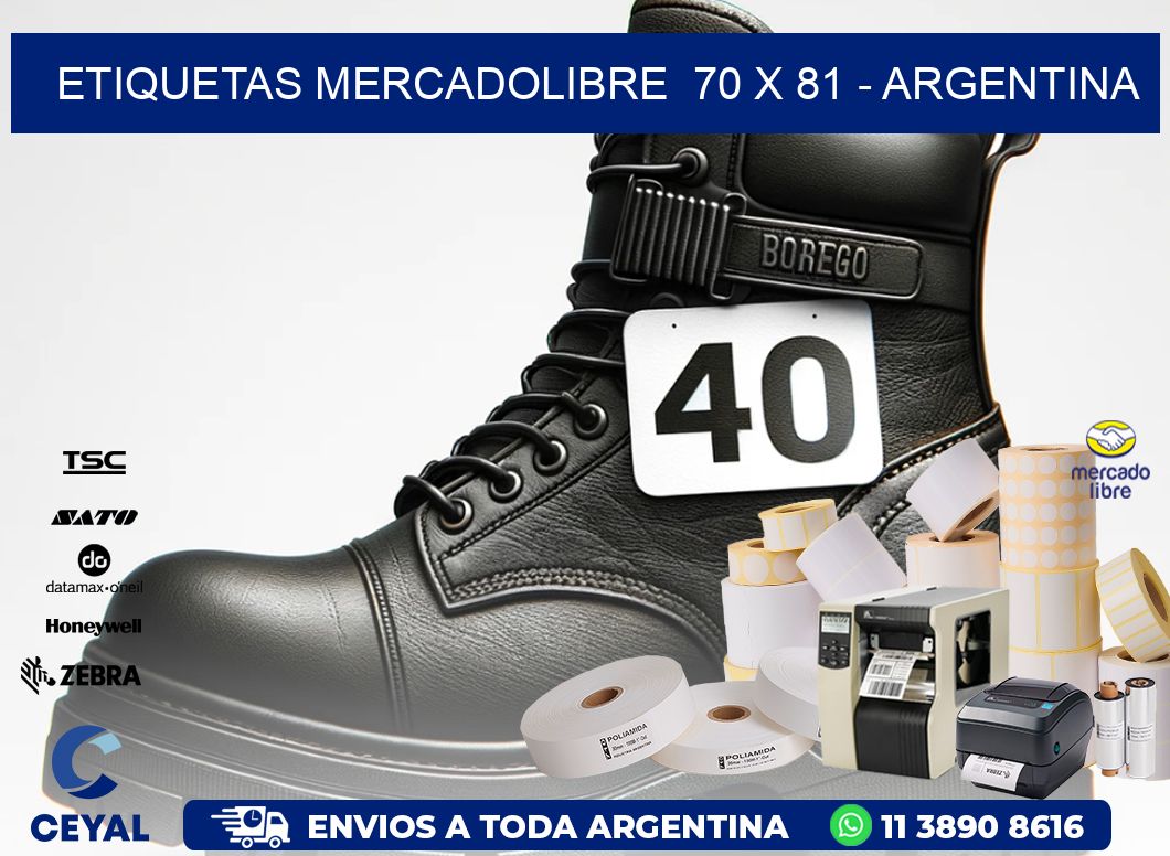 ETIQUETAS MERCADOLIBRE  70 x 81 - ARGENTINA