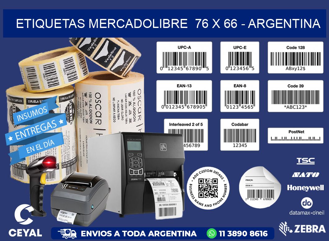 ETIQUETAS MERCADOLIBRE  76 x 66 - ARGENTINA