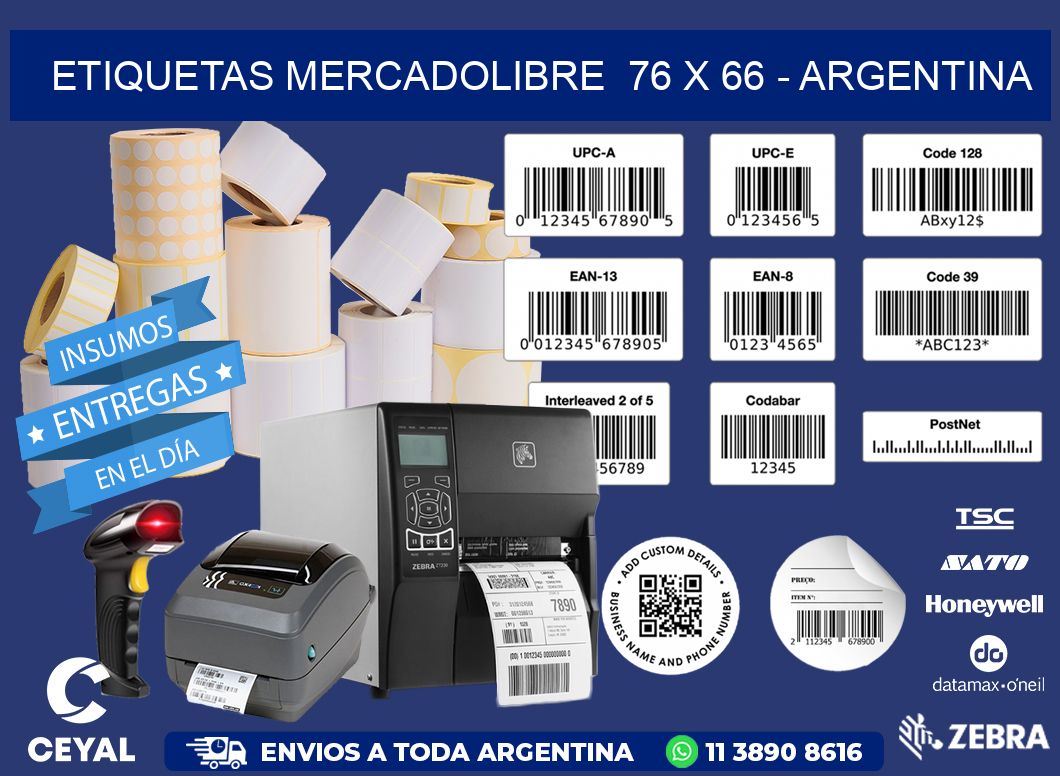 ETIQUETAS MERCADOLIBRE  76 x 66 - ARGENTINA