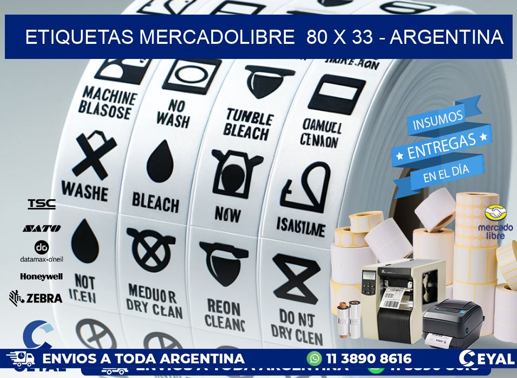 ETIQUETAS MERCADOLIBRE  80 x 33 - ARGENTINA