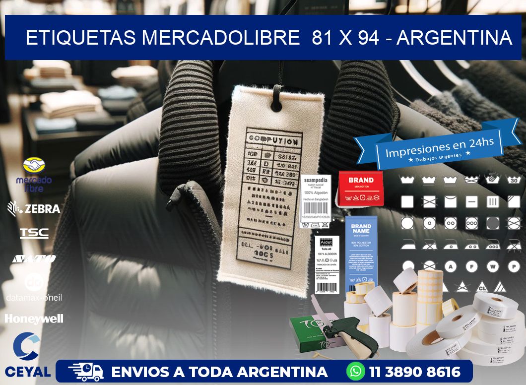 ETIQUETAS MERCADOLIBRE  81 x 94 - ARGENTINA