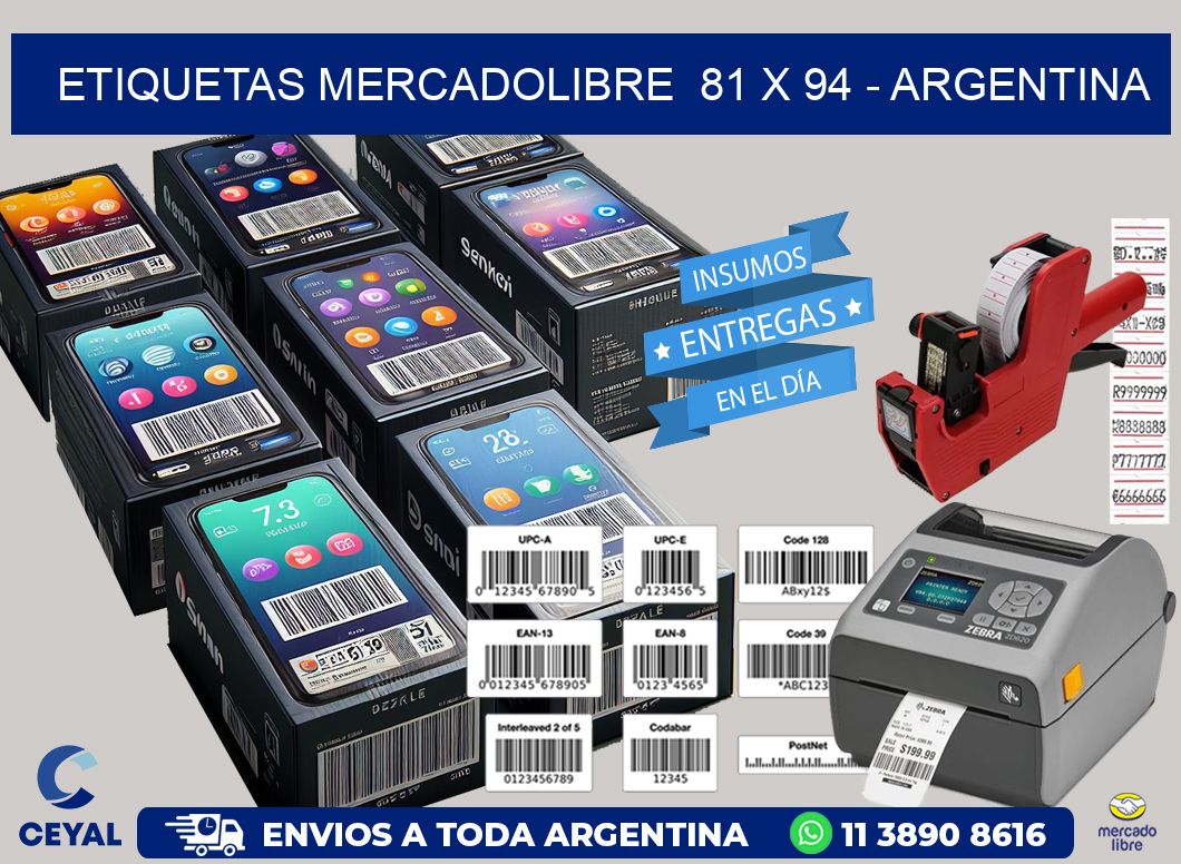 ETIQUETAS MERCADOLIBRE  81 x 94 - ARGENTINA