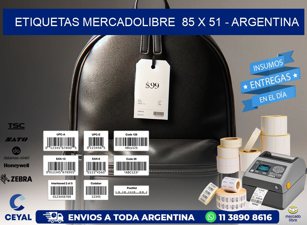 ETIQUETAS MERCADOLIBRE  85 x 51 - ARGENTINA