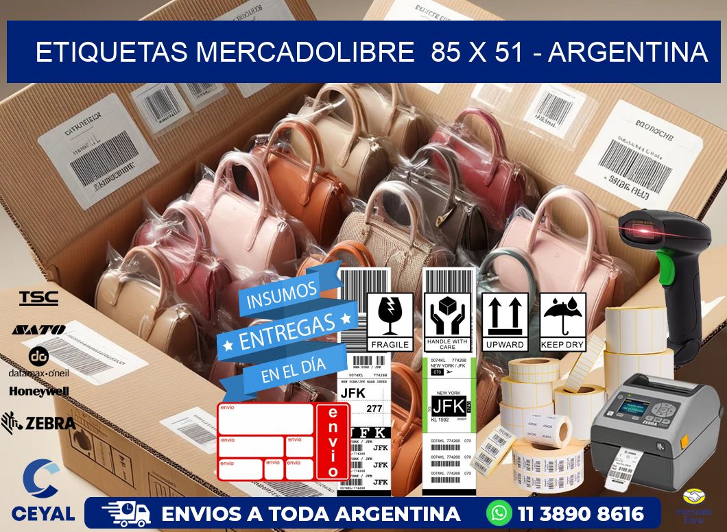 ETIQUETAS MERCADOLIBRE  85 x 51 - ARGENTINA