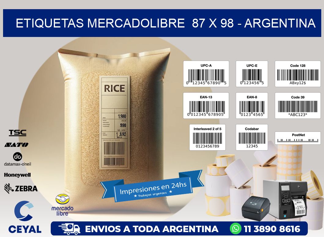 ETIQUETAS MERCADOLIBRE  87 x 98 - ARGENTINA