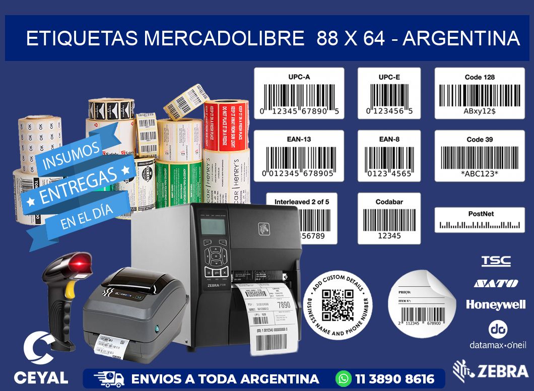 ETIQUETAS MERCADOLIBRE  88 x 64 - ARGENTINA