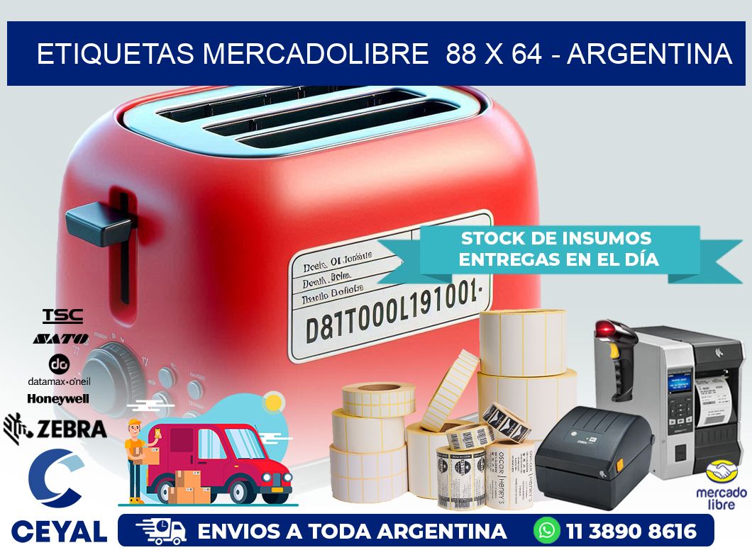 ETIQUETAS MERCADOLIBRE  88 x 64 – ARGENTINA