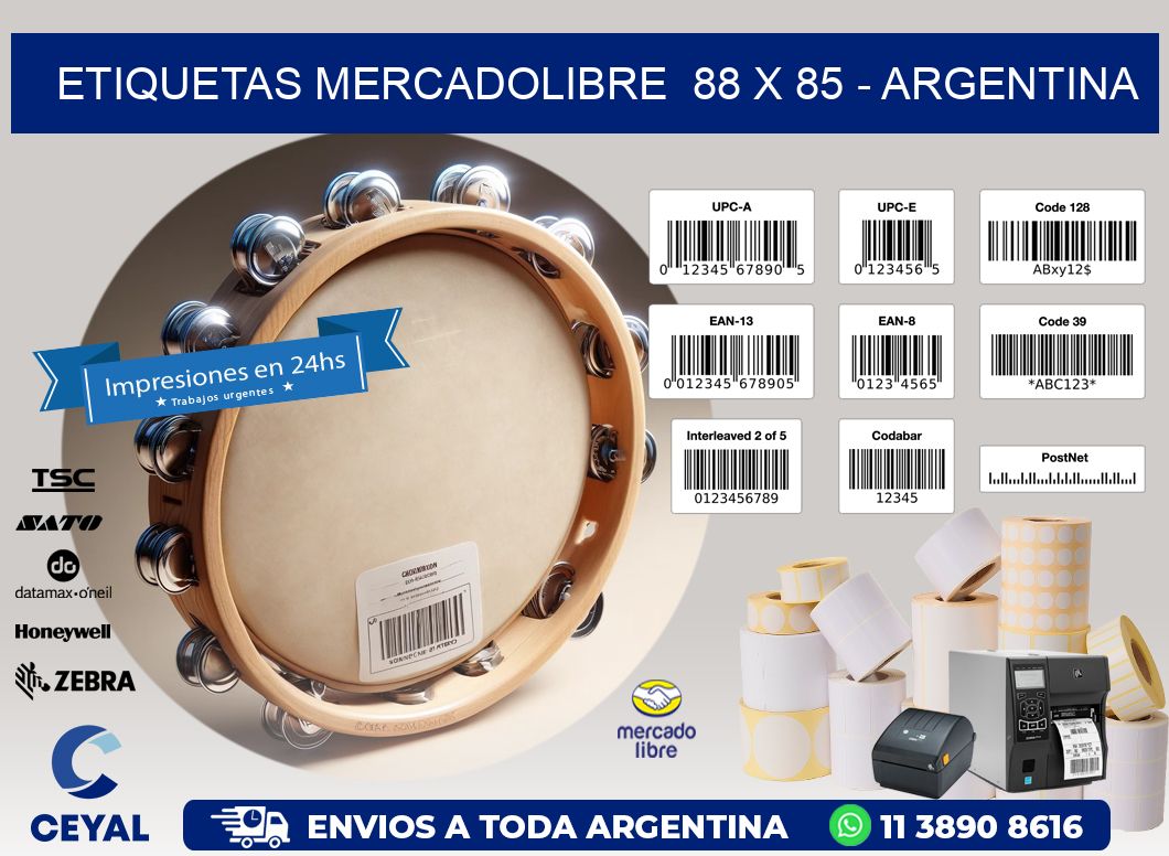 ETIQUETAS MERCADOLIBRE  88 x 85 - ARGENTINA