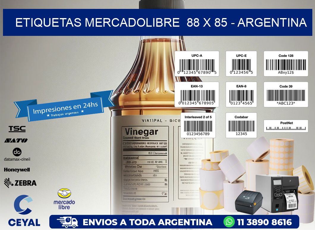 ETIQUETAS MERCADOLIBRE  88 x 85 - ARGENTINA